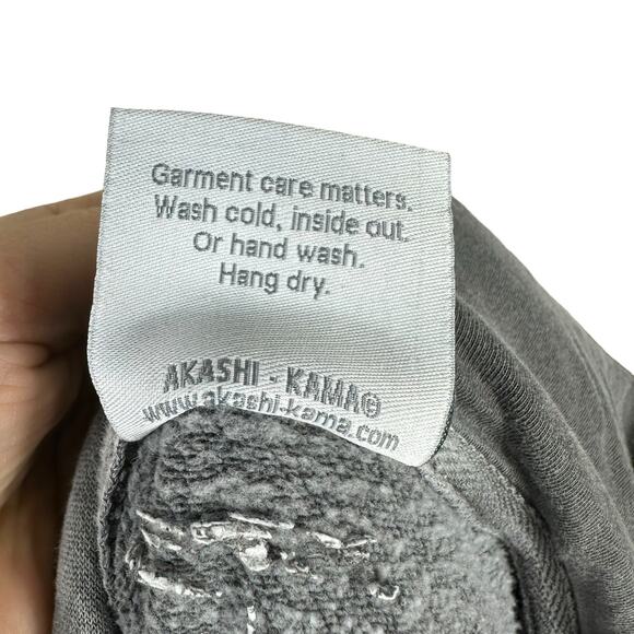 AKASHI-KAMA Gray Oversized Embroidered Logo Hooded Sweatshirt Men's Size XS - Picture 7 of 7